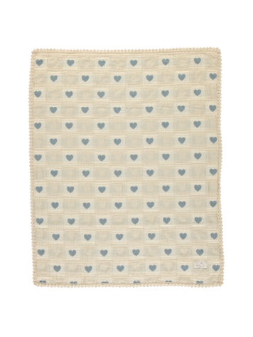 Bebe Organic Heart Blanket - Heart Blue Patchwork Baby