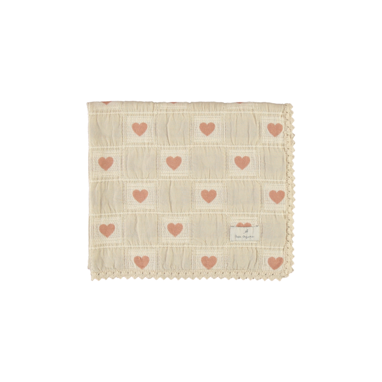 Bebe Organic Heart Blanket - Heart Mauve Patchwork Baby