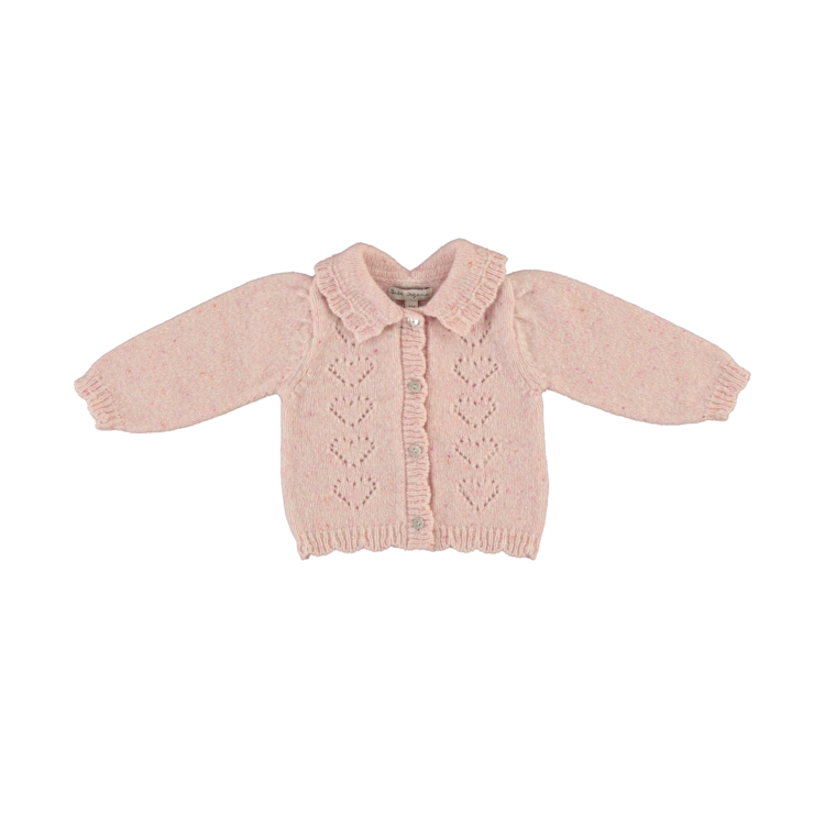 Bebe Organic Monna Baby Cardigan - Heart Pink