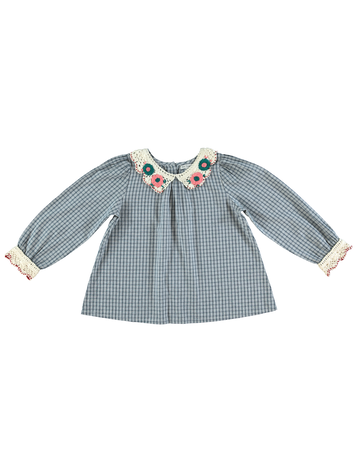 Bebe Organic Rhea Blouse - Blue Check