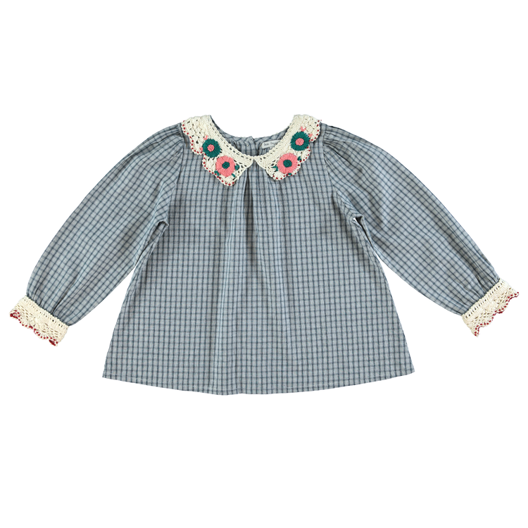 Bebe Organic Rhea Blouse - Blue Check
