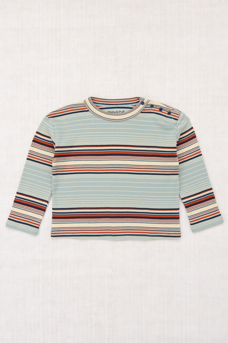 Misha & Puff Long Sleeve Boxy Top - Overcast Patio Stripe