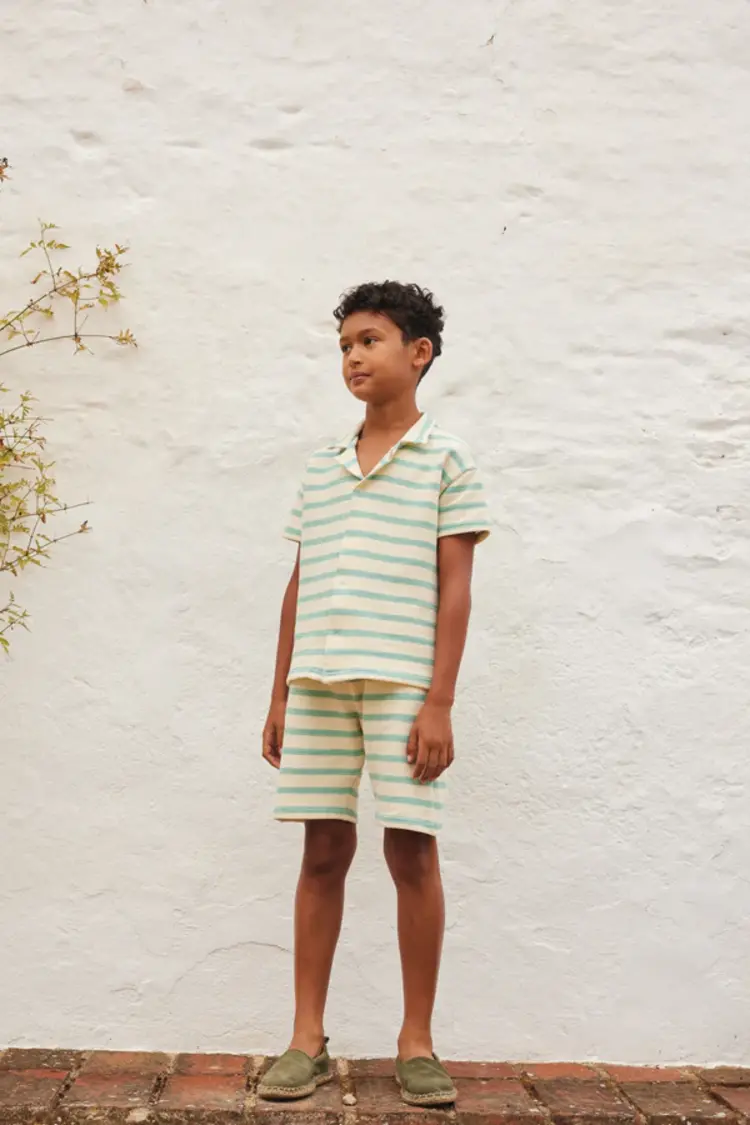 Bebe Organic Arthur Shorts - Aquamarine Stripe