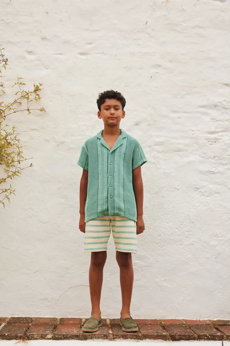 Bebe Organic Arthur Shorts - Aquamarine Stripe