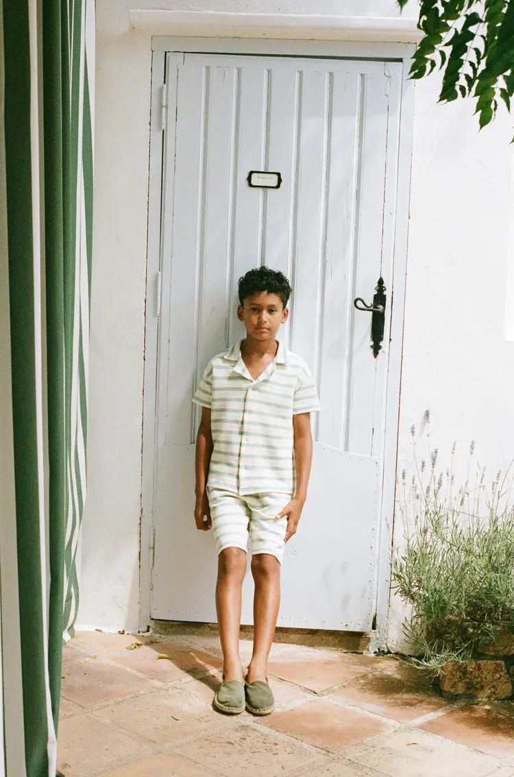 Bebe Organic Arthur Shorts - Aquamarine Stripe