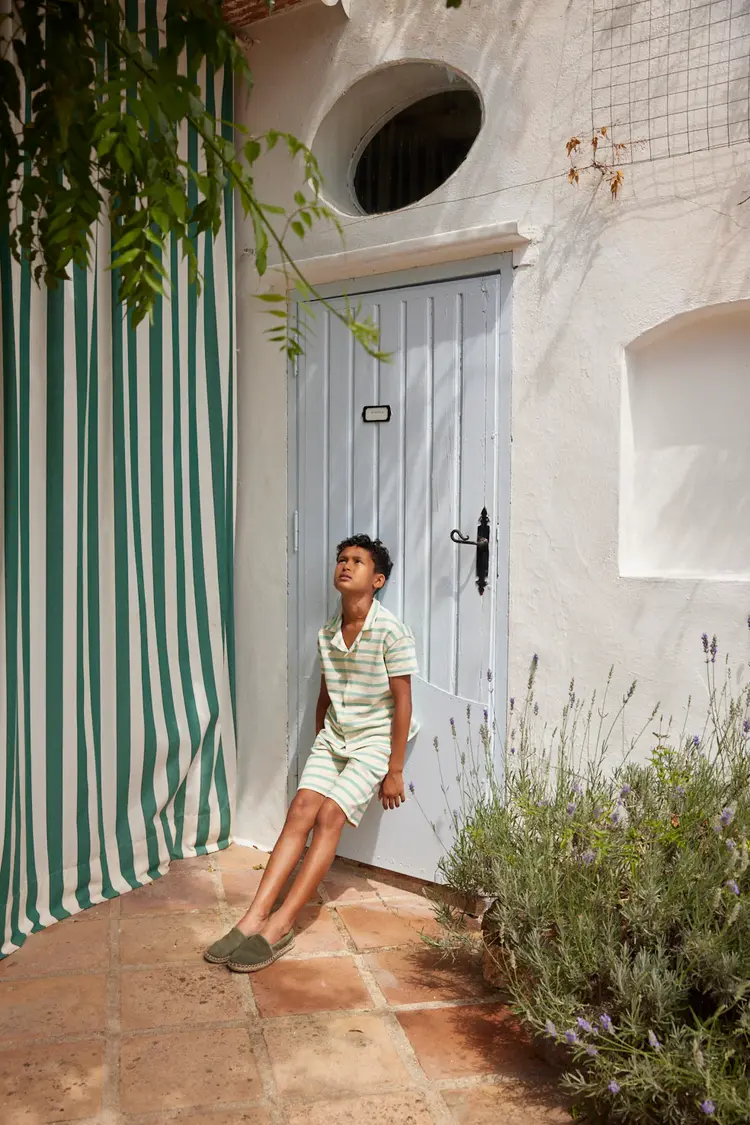 Bebe Organic Arthur Shorts - Aquamarine Stripe