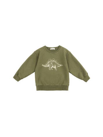 Babe & Tess Dinosaur Sweatshirt - Olive Fleece