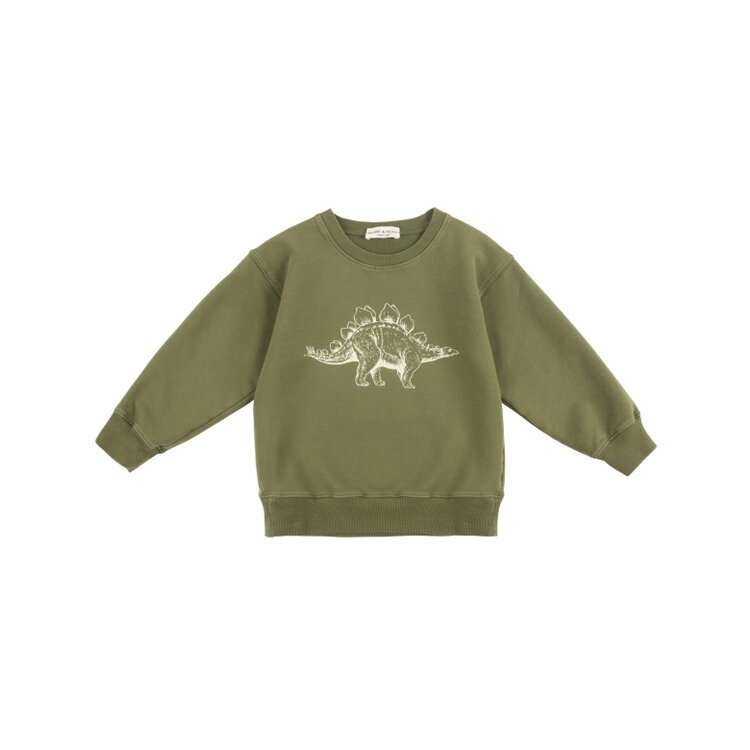 Babe & Tess Dinosaur Sweatshirt - Olive Fleece