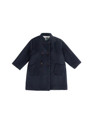 Babe & Tess Coat For Girl - Blue Wool