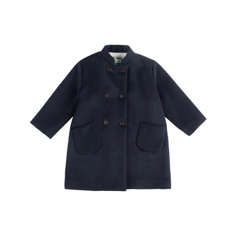 Babe & Tess Coat For Girl - Blue Wool
