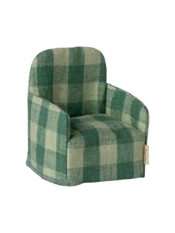 Maileg Folding Chair, Mouse - Green Check