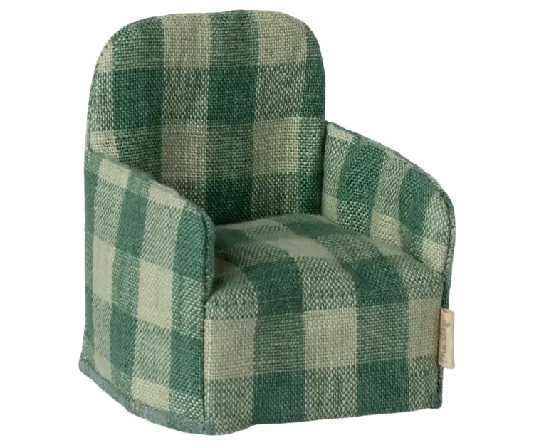 Maileg Folding Chair, Mouse - Green Check