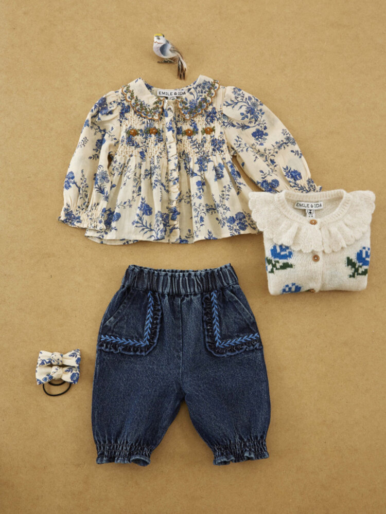 Emile et ida Pantalon Brode - Denim