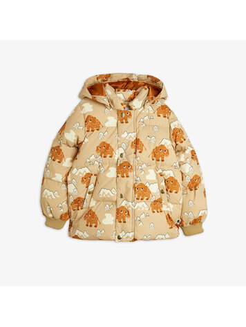 Mini Rodini Mammoths AOP Hooded Puffer - Beige