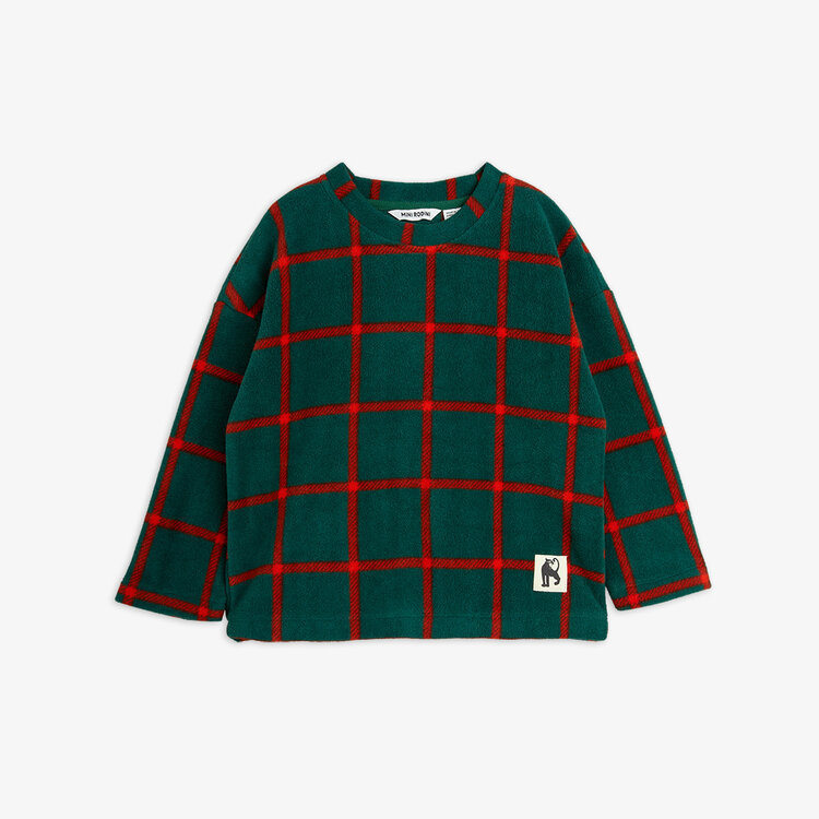 Mini Rodini Plaid AOP Fleece Longe Sleeve Top - Green