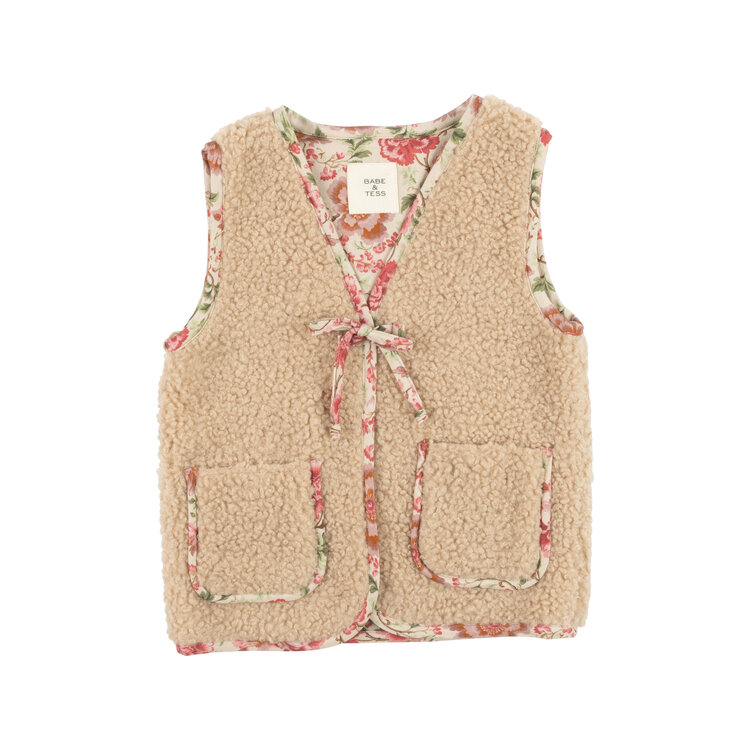Babe & Tess Teddy Flowers Gilet - Miele Magenta Teddy Flowers