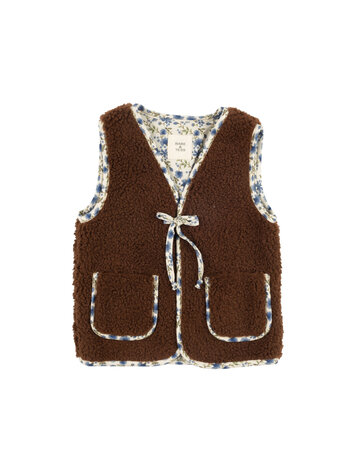 Babe & Tess Teddy Flowers Gilet - Cioccolato Blue Teddy Flowers