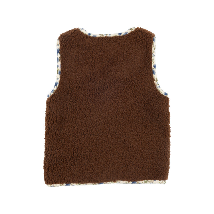 Babe & Tess Teddy Flowers Gilet - Cioccolato Blue Teddy Flowers