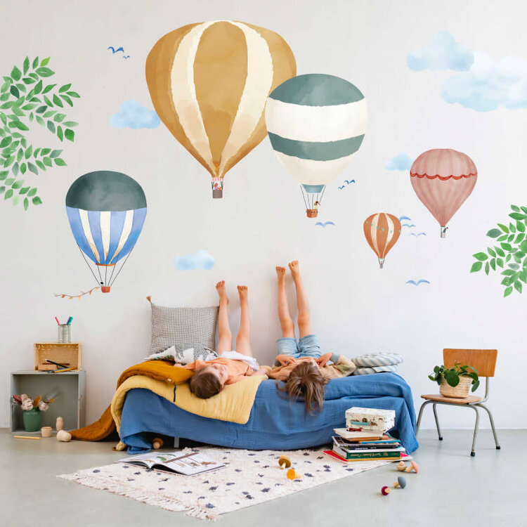 Mimi Lou Wallsticker Giant - Hot Air Balloons In Watercolor