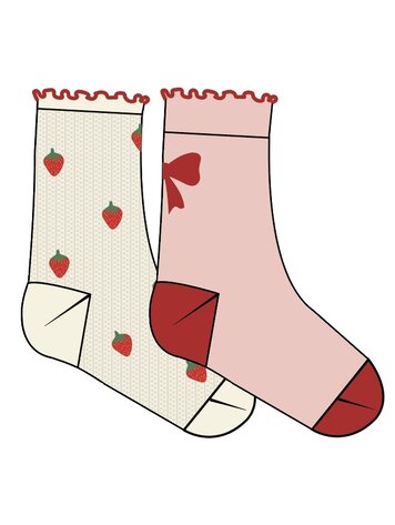Flöss Vigga Socks 2-pack - Pointelle Berry
