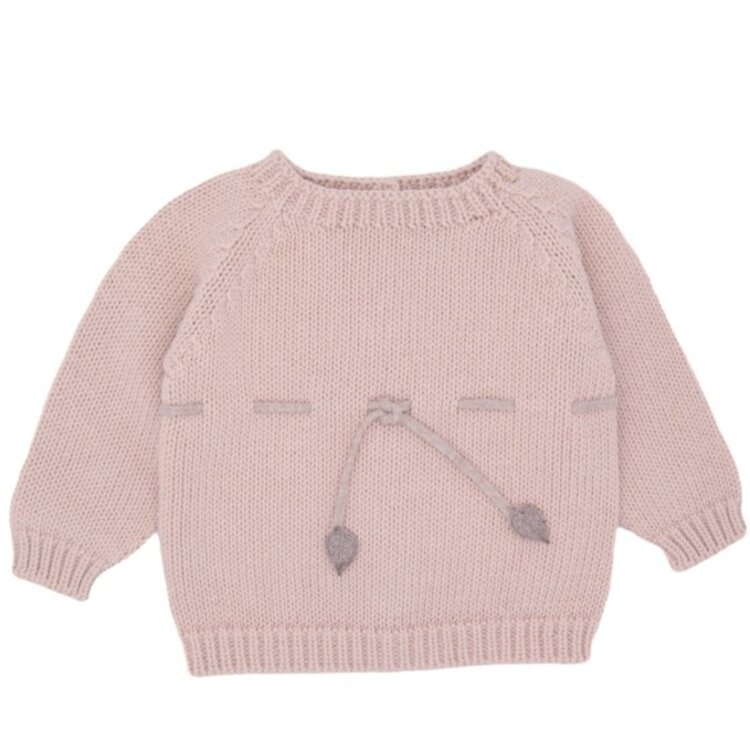 Li & Me Amelie Sweater w. Leaves - Light Pink