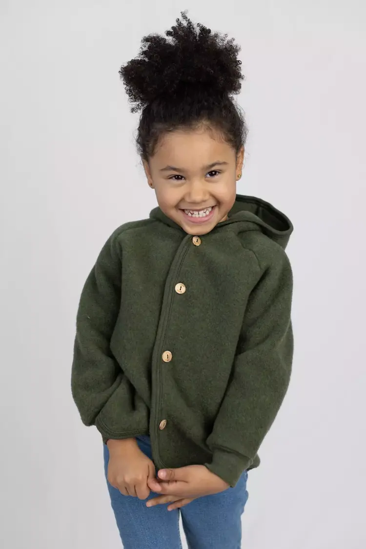 Engel Natur Hooded Jacket With Wooden Buttons - Reed Mélange