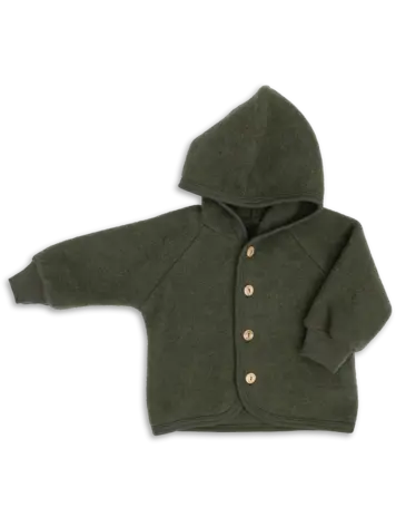 Engel Natur Hooded Jacket With Wooden Buttons - Reed Mélange