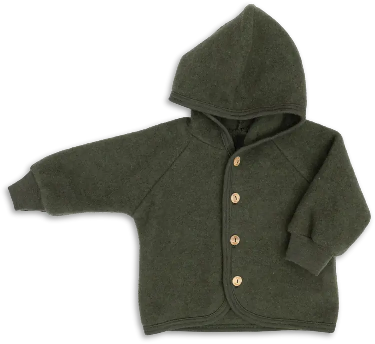 Engel Natur Hooded Jacket With Wooden Buttons - Reed Mélange