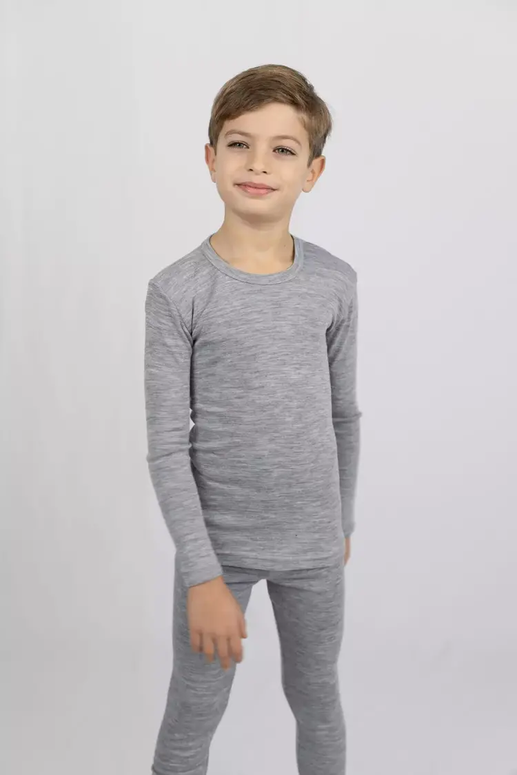 Engel Natur Children's Shirt Long Sleeved - Light Grey Mélange