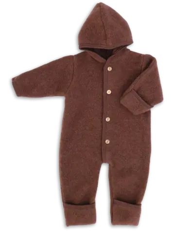 Engel Natur Hooded Overall With Buttons & Cuffs - Cinnamon Mélange