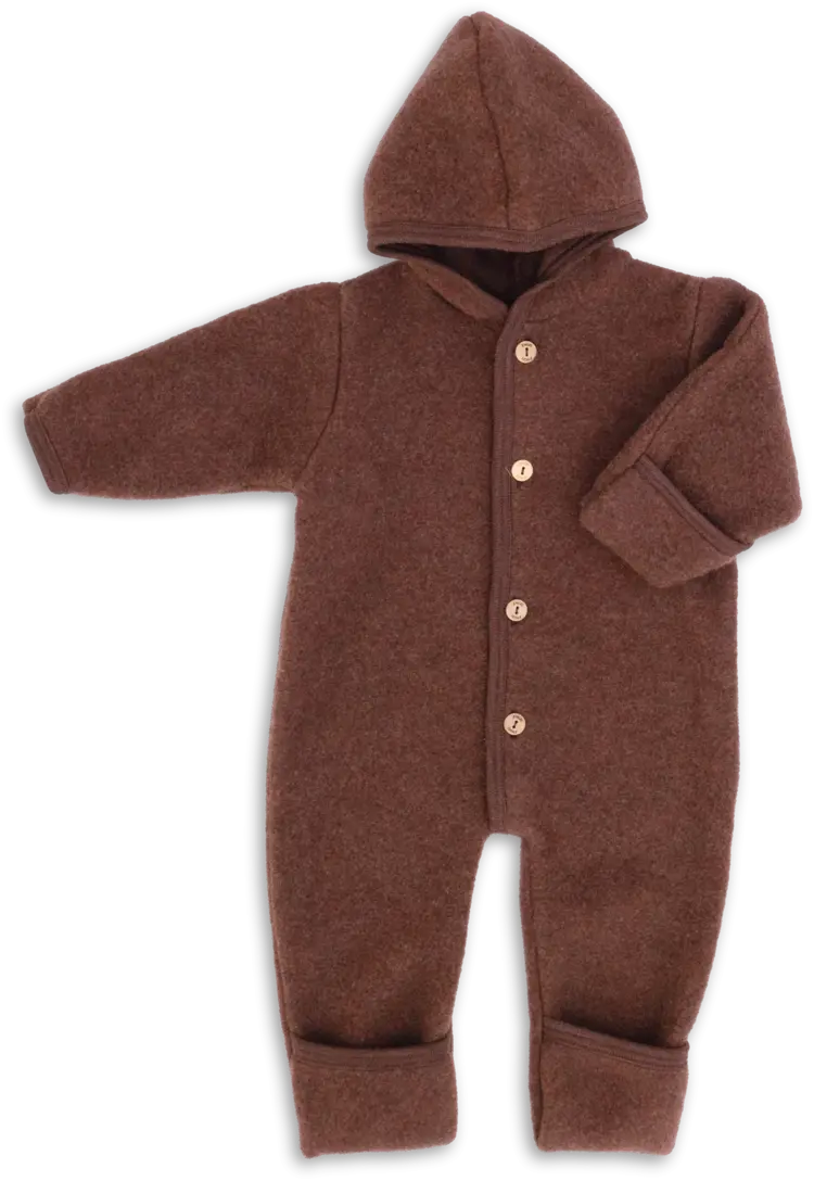 Engel Natur Hooded Overall With Buttons & Cuffs - Cinnamon Mélange