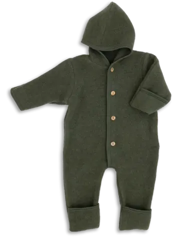 Engel Natur Hooded Overall With Buttons & Cuffs - Reed Mélange