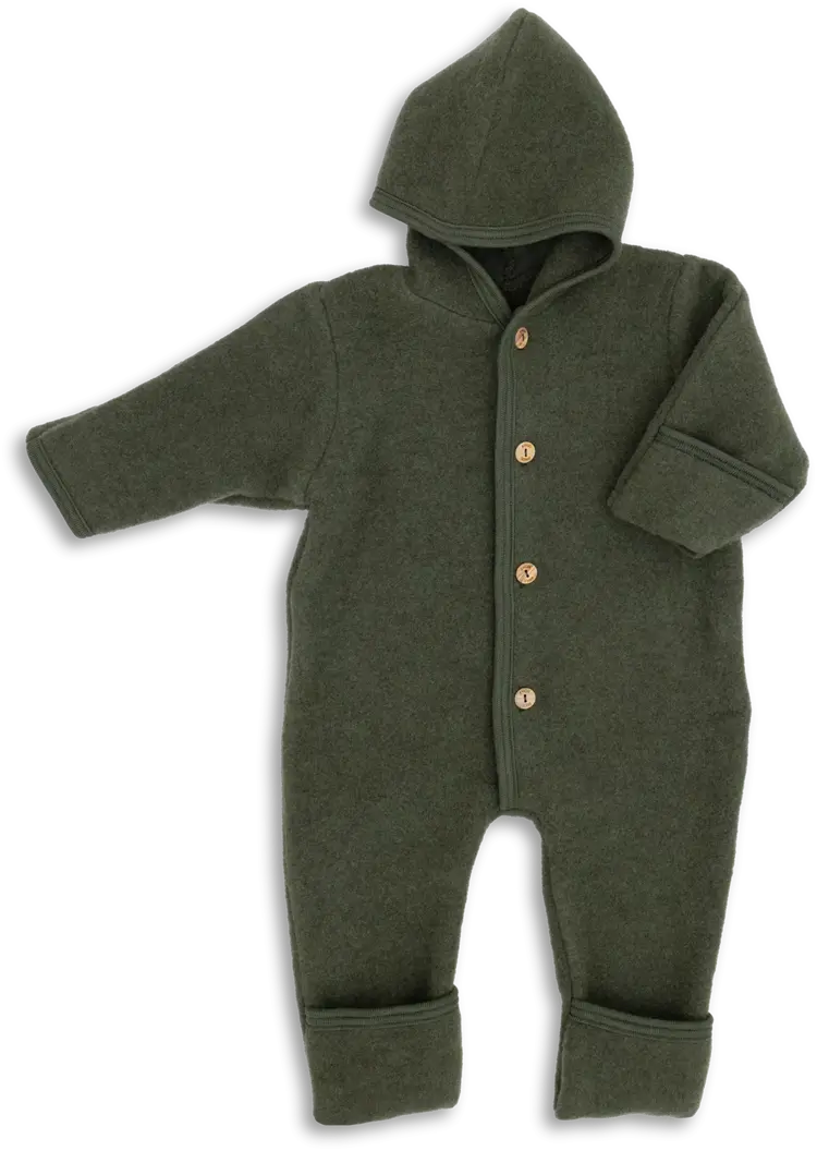 Engel Natur Hooded Overall With Buttons & Cuffs - Reed Mélange
