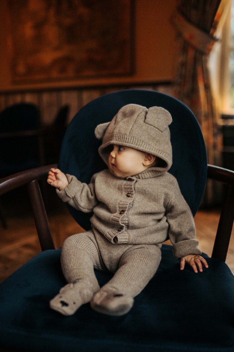 Donsje Amsterdam Brittan Merino Wool Cardigan Bear - Milk Chocolate