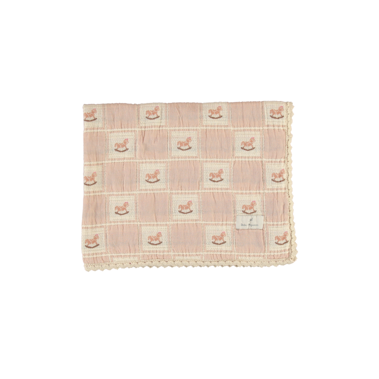 Bebe Organic Rocking Horse Blanket - Mauve Horse Patchwork
