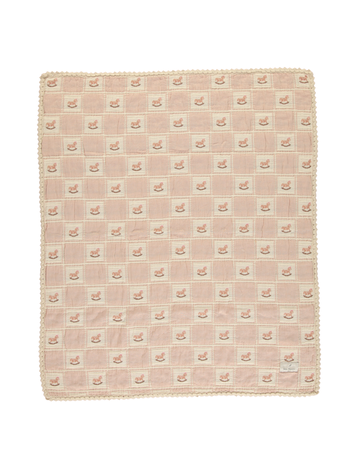 Bebe Organic Rocking Horse Blanket - Mauve Horse Patchwork