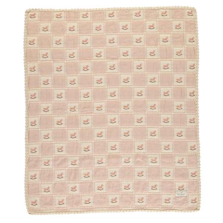 Bebe Organic Rocking Horse Blanket - Mauve Horse Patchwork