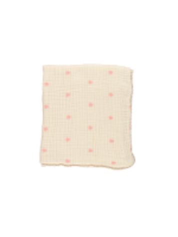 Bebe Organic Snuggle Blanket - Pink Heart Muslin Baby