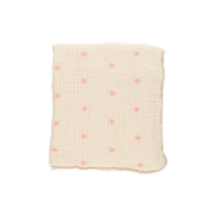 Bebe Organic Snuggle Blanket - Pink Heart Muslin Baby