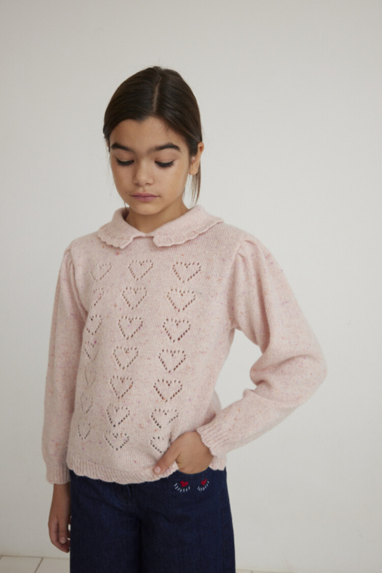 Bebe Organic Monna Sweater - Heart Pink