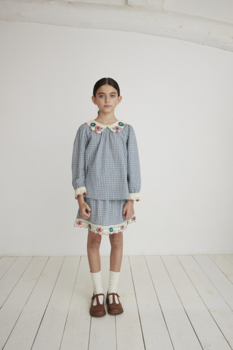 Bebe Organic Rhea Blouse - Blue Check