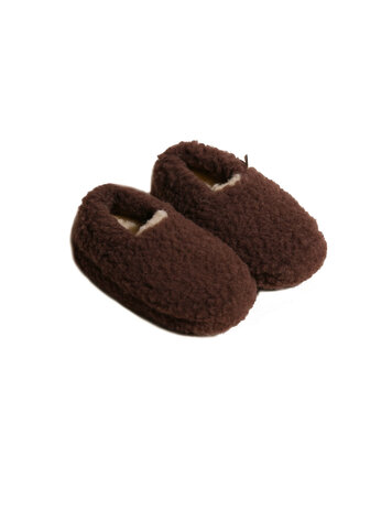 Alwero Wollen Junior Pantoffels - Choco
