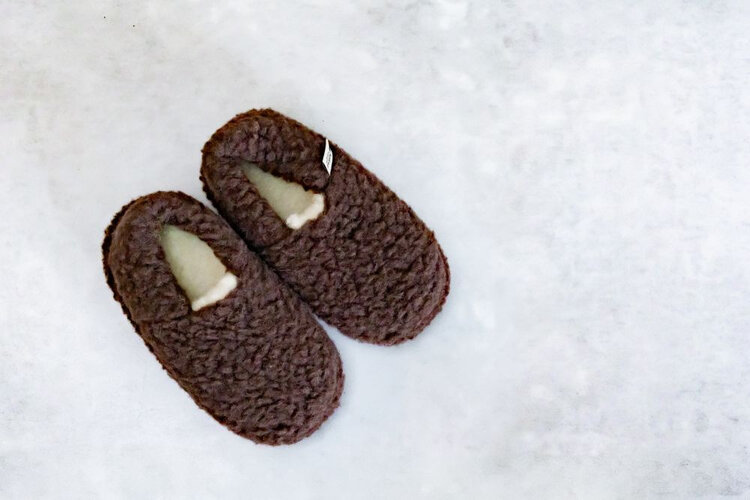 Alwero Wollen Junior Pantoffels - Choco