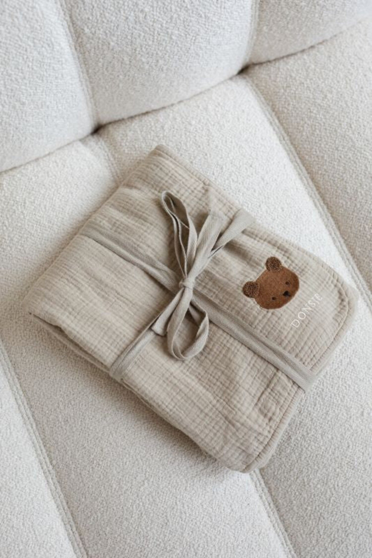 Donsje Amsterdam Ploekie Muslin Dekentje Bear - Taupe