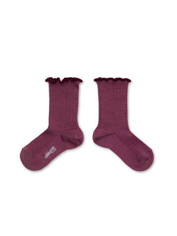 Collégien Ambre - Wollen Sokken - Raisin Rose