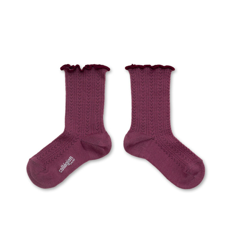 Collégien Ambre - Wollen Sokken - Raisin Rose