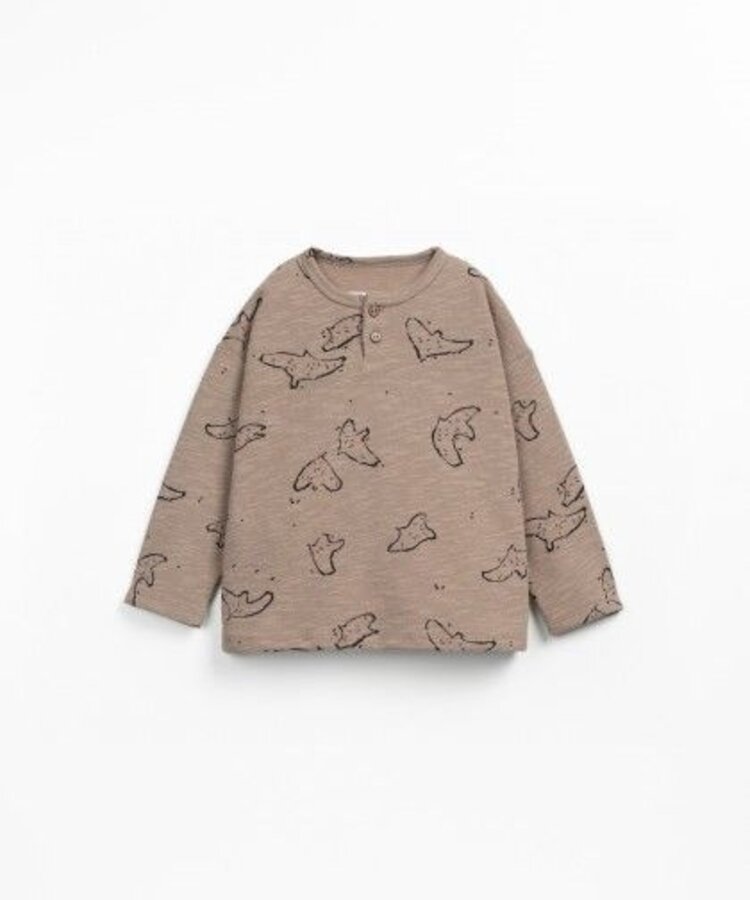 Play Up Printed Rib LS T-shirt - Tones Saffron