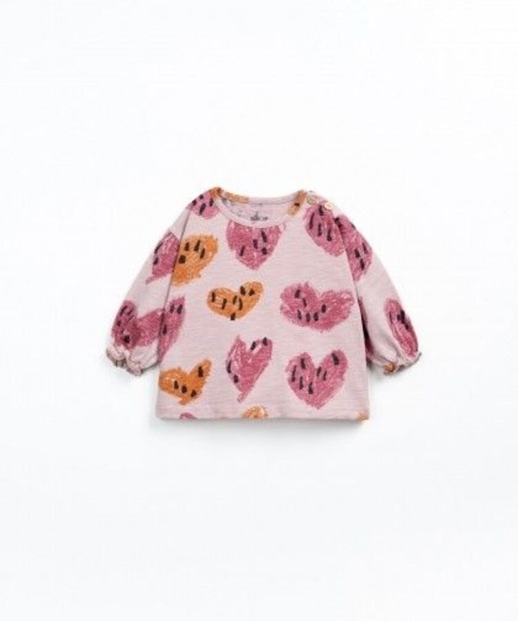 Play Up Printed Flamé Jersey LS T-shirt - Rose