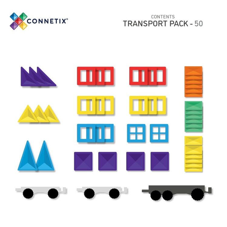 Connetix Magnetic Building - Rainbow Transport - 50 Pieces