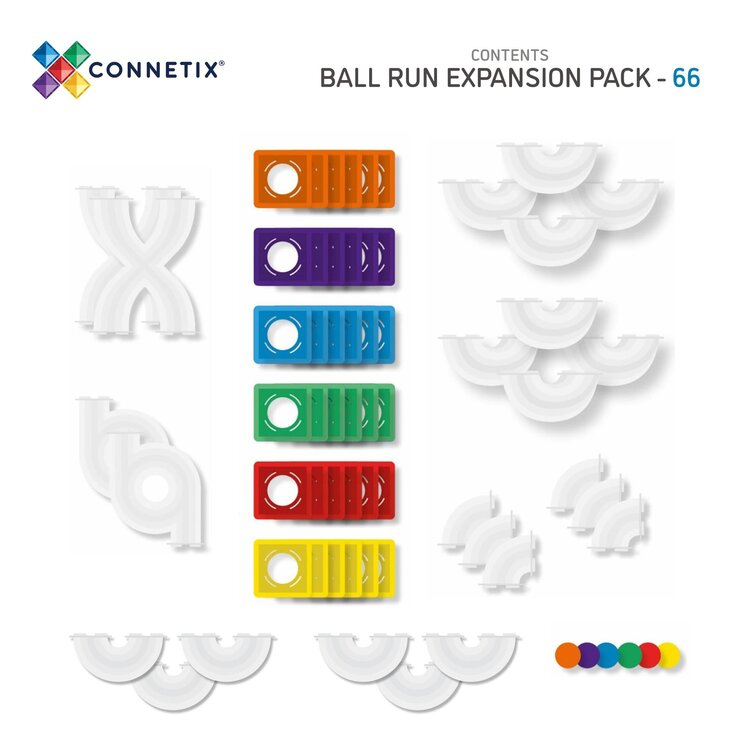 Connetix Magnetisch Bouwen - Rainbow Ball Run Uitbreiding - 66 Stuks